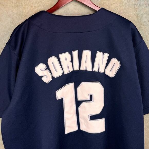 2003 New York Yankees Alfonso Soriano Jersey Sz XL Navy Blue #12 Stitched MLB - Picture 4 of 11